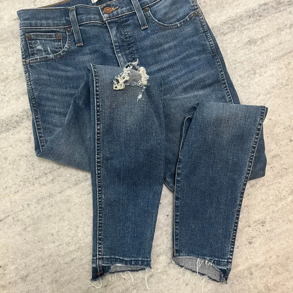 MADEWELL High Riser Skinny Distressed Jeans Drop Hem Ankle  Size 2
